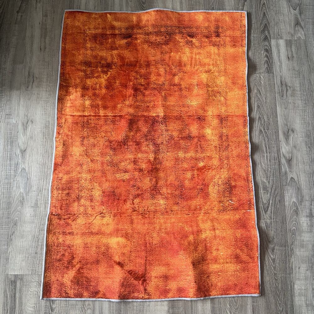Zuida Orange Abstract Area Rug 46 x 30.5 In Polyester Accent Throw Rug